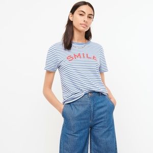 J Crew Blue White Vintage Cotton Smile T-shirt
